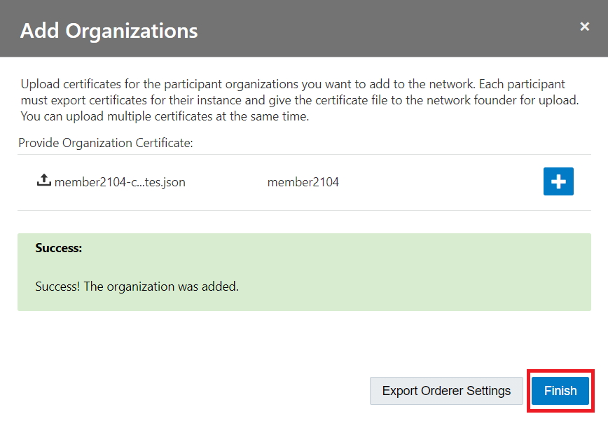 証明書ファイルの追加完了