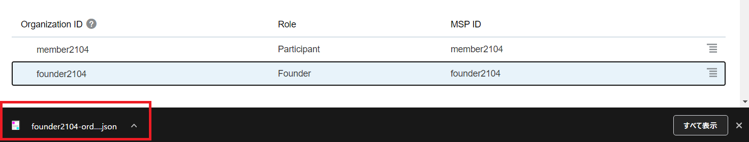 Orderer設定ファイルのダウンロード