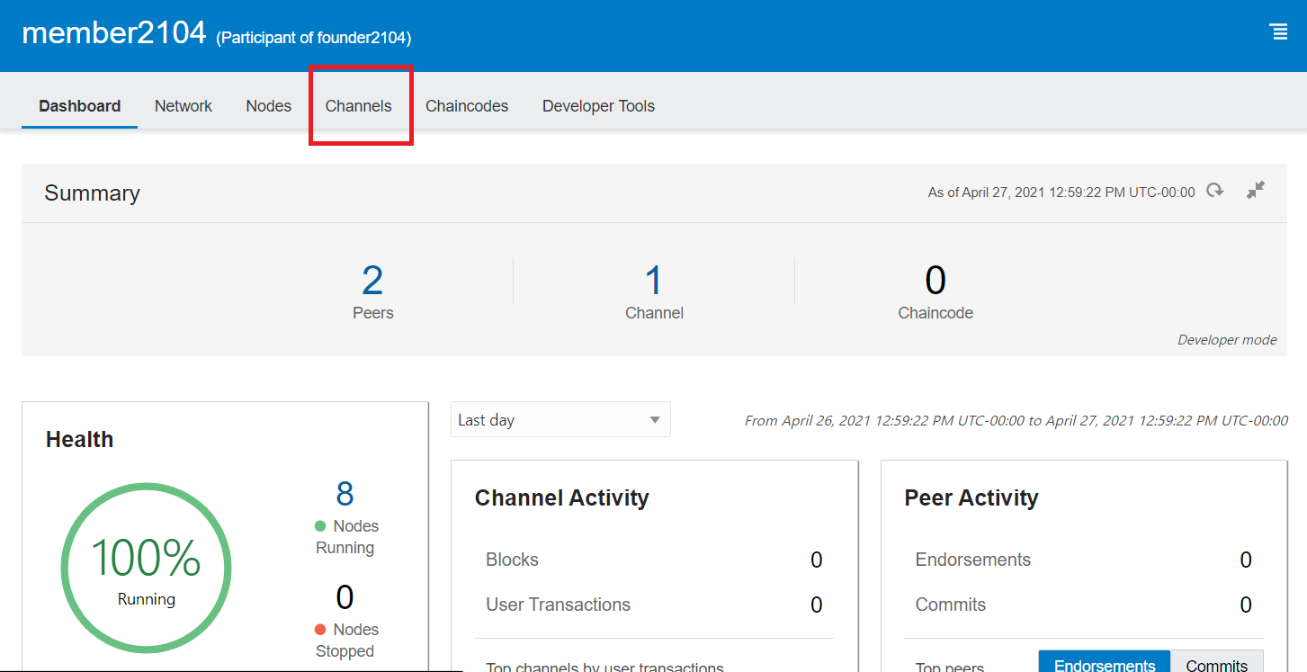 Channelsページを開く